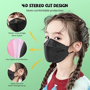 CYLEN Elough Kids Face Mask-50 Pcs Reusable Cloth Face Masks Set-Disposable Face masks Children- Back to School (Matte Black)