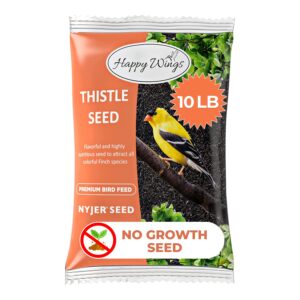 Happy Wings Nyjer/Thistle Seeds Wild Bird Food - 10 Pounds I No Grow Seed I Bird Seed for Wild Birds