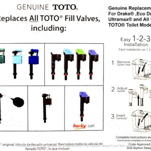 Genuine Toto USA Made Korky 528GT Blue Universal Toilet Fill Valve Replacement Assembly Kit Parts,Replace TSU99A.X and All other Toto Toilets (1)