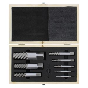 abn jumbo spiral flute extractor - 9 piece easy out bolt screw extractor set square shank reverse bit set with wood case