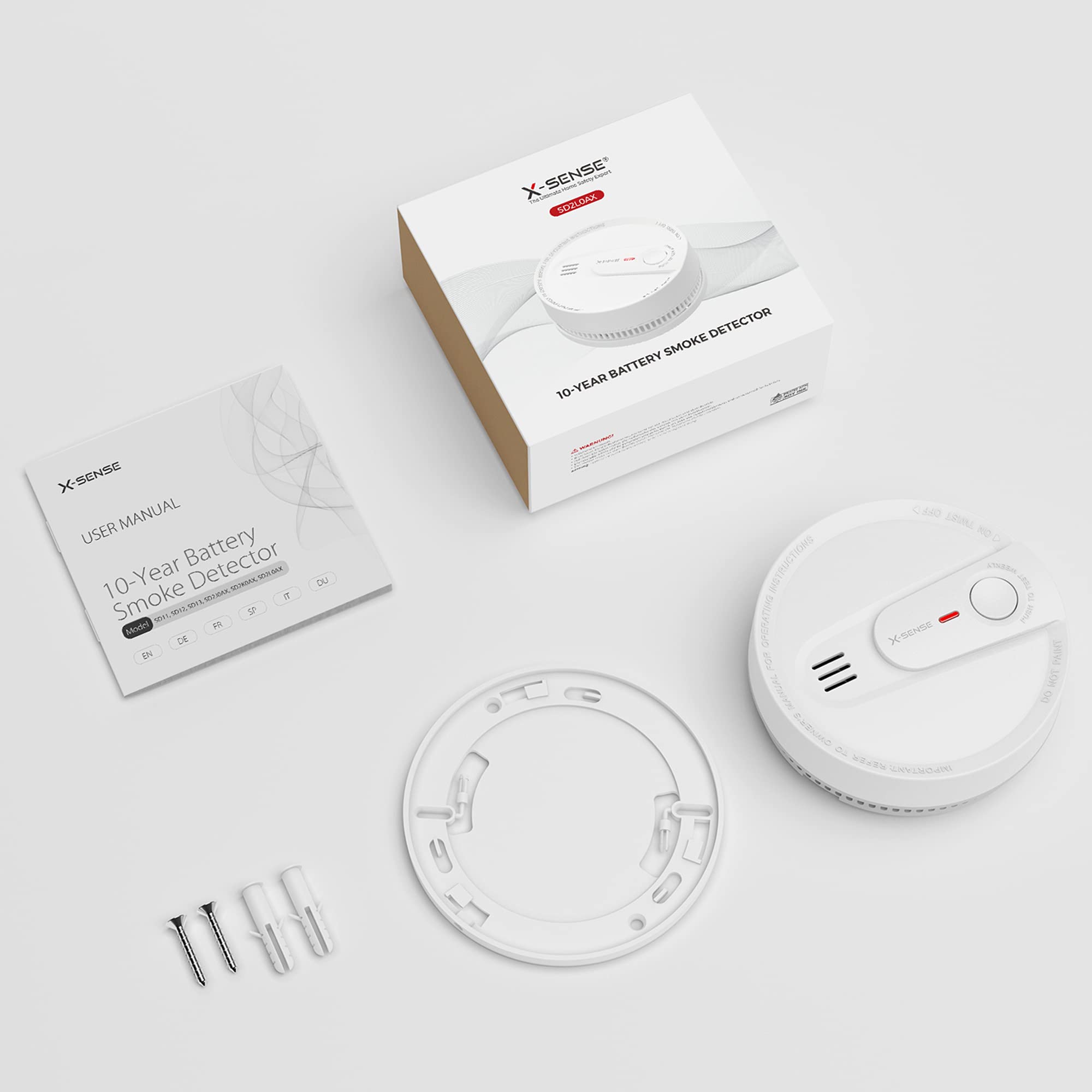 X-Sense Smoke Detector, 10-Year Battery Smoke Fire Alarm with Photoelectric Sensor, LED Indicator & Silence Button, 1-Pack
