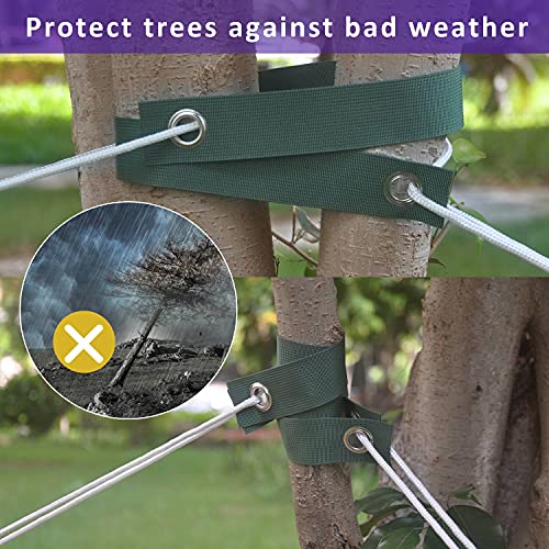 Tree Straps for Staking, 8 PCS Tree Support Straps for Newly Planted Saplings and Hurricane Protection, Tree Straightening Ties Green