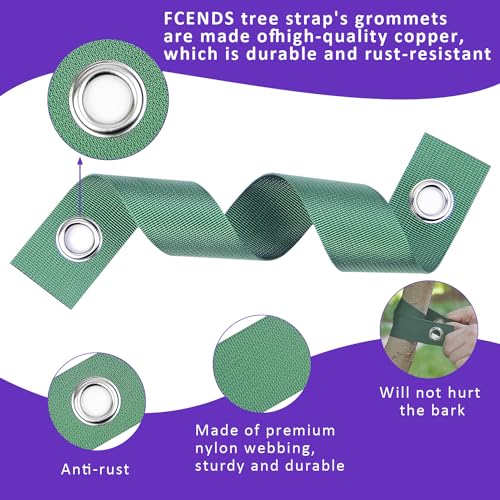 Tree Straps for Staking, 8 PCS Tree Support Straps for Newly Planted Saplings and Hurricane Protection, Tree Straightening Ties Green