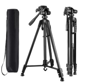 laser level tripod with carry bag, elikliv lightweight adjustable aluminum alloy tripod stand for rotary and line lasers (support 1/4” and 5/8" mounting thread)