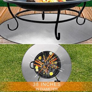 XLAND 38" Diameter Round Fire Pit Mats for Under Fire Pit - 3 Layers Fiberglass Waterproof & Fireproof Mat for Fire Pit - Outdoor Fireproof Grill mat for Lawn Patio Deck Grass BBQ Bonfire Camping