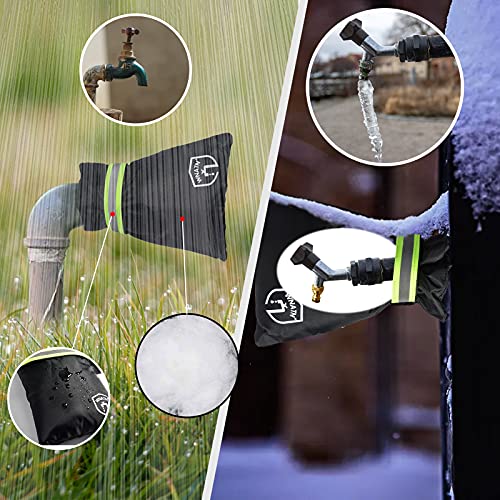WNATN Outdoor Faucet Cover for Winter Freeze Protection,7.8" H x 6.2" W,Thickened AntiFrozen Waterproof Outdoor Faucet Protector,Set of 2(Black)