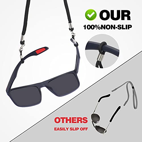 FYY Eye Glasses String Strap & Face Mask Lanyard Universal Sport Sunglasses Strap for Men Women, Anti-slip Eyeglasses Strap, Adjustable Eyewear Retainers Cord Chains Lanyards, Set of 6 Pack - Black