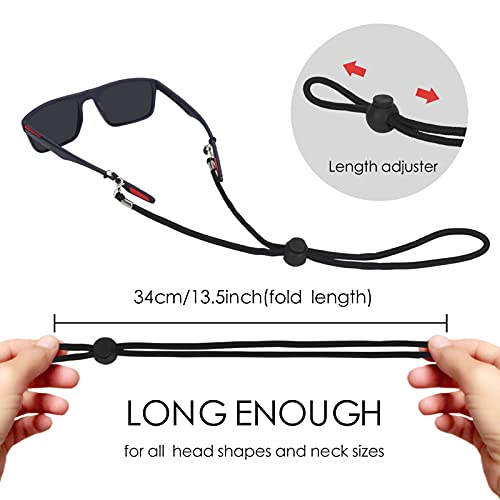 FYY Eye Glasses String Strap & Face Mask Lanyard Universal Sport Sunglasses Strap for Men Women, Anti-slip Eyeglasses Strap, Adjustable Eyewear Retainers Cord Chains Lanyards, Set of 6 Pack - Black