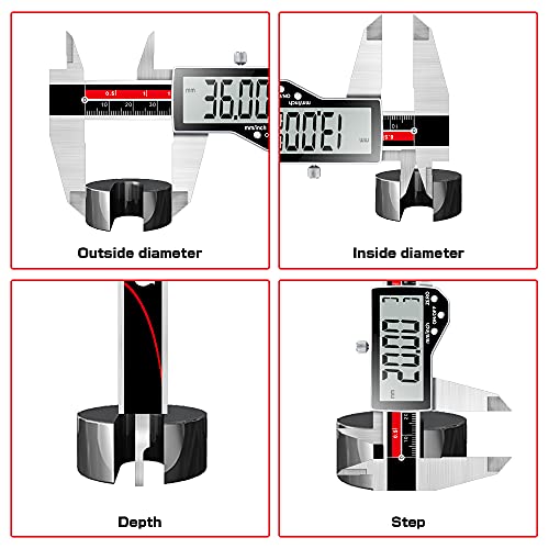 Digital Caliper Electronic Caliper Measuring Tool Precision Digital Vernier Caliper Inch/Millimeter/Fraction Measurement Micrometer for Jewelry - Metal Metric Measure Caliper for Engineer Carpenter