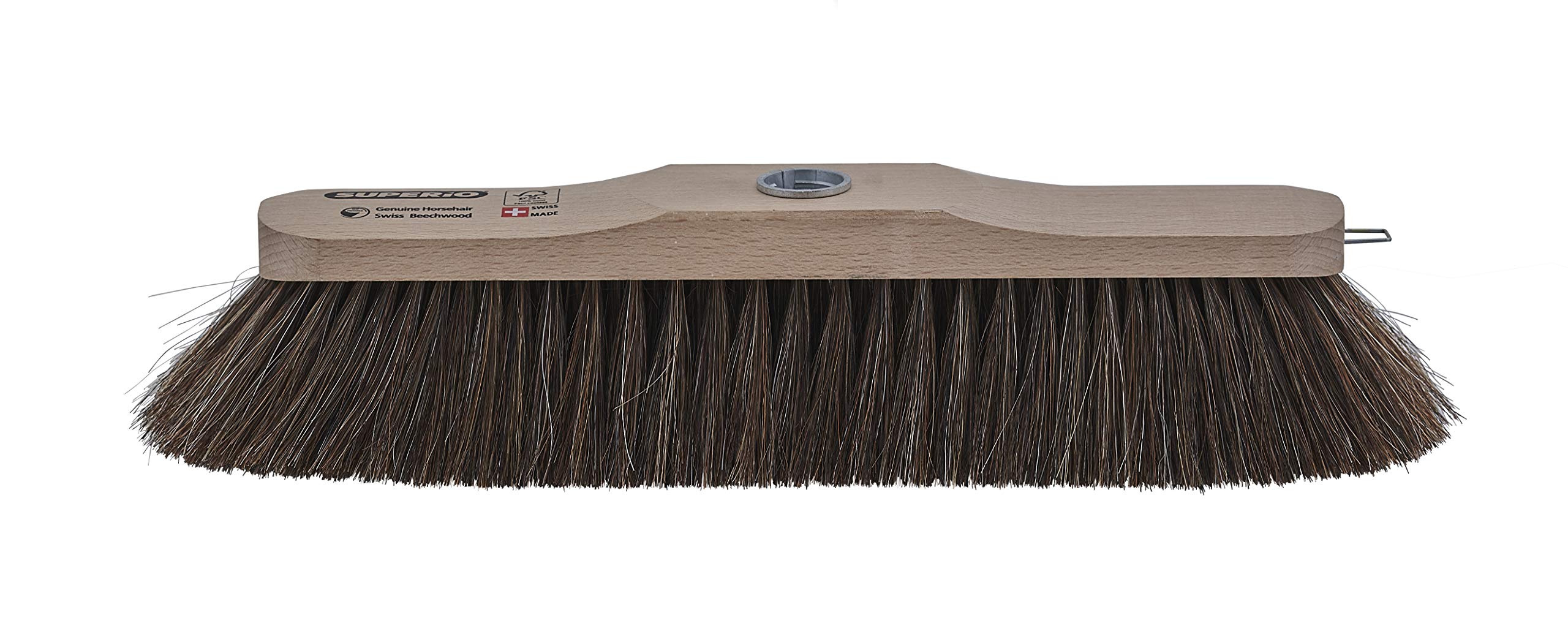 Horsehair Broom Natural Bristles with Wooden Handle, Durable Beech Wood Brush Head Genuine Horse Hair Bristles, Swiss Made Broom - Parquet, Solid Hardwood Floor, Tile Surfaces