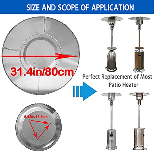Patio Heat Reflector Shield Replacement Parts Reflector Shield Top ​Acssories for Outdoor Heaters Dome 31.5In Round (3-Hole Mount) Removable Universal Fit Patio Heaters Shield (Reflector Shield)