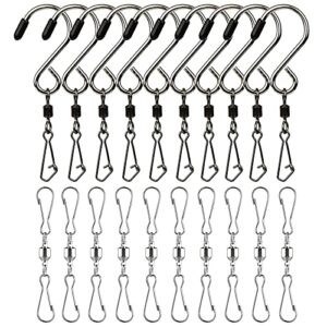 SWETCIEL 20PCS Swivel Hooks Clips, Stainless Steel Dual Clip Swivels Wind Spinners Spiral Hangers for Hanging Wind Spinners, Wind Chimes, Bird Feeder, Wind Socks, 2 Styles