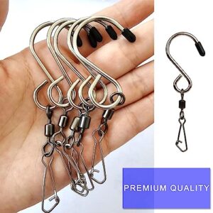 SWETCIEL 20PCS Swivel Hooks Clips, Stainless Steel Dual Clip Swivels Wind Spinners Spiral Hangers for Hanging Wind Spinners, Wind Chimes, Bird Feeder, Wind Socks, 2 Styles