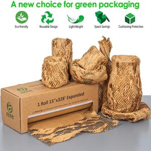 Beric Honeycomb Paper Cushioning Wrap - Packing - Shipping Supplies - Packing Paper - Boxes For Packaging - Alternative To Bubble Wrap Roll - Packing Paper For Moving - 15" X 328'