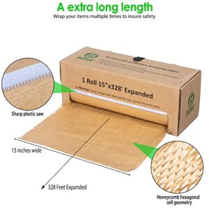 Beric Honeycomb Paper Cushioning Wrap - Packing - Shipping Supplies - Packing Paper - Boxes For Packaging - Alternative To Bubble Wrap Roll - Packing Paper For Moving - 15" X 328'