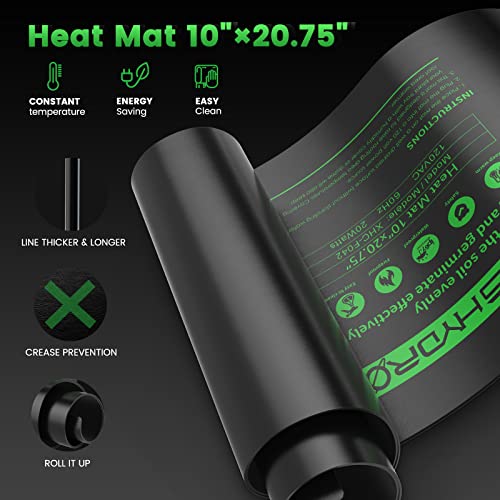 MARS HYDRO Seedling Heat Mat Waterproof 10''x 20.75'' and Digital Thermostat Comb Set with Propagation Heating Mat Temperature Controller for Indoor Seed Starting