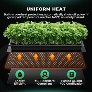 MARS HYDRO Seedling Heat Mat Waterproof 10''x 20.75'' and Digital Thermostat Comb Set with Propagation Heating Mat Temperature Controller for Indoor Seed Starting