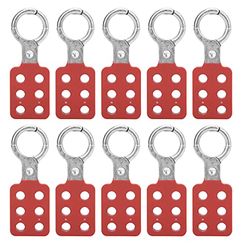 Sonew 10pcs Lockout Tagout Hasp, Safety Aluminium Insulation Padlock Hasp for Multiple Management, Insulated Lock Hasp with 6 Holes Interlock, 1in Inside Jaw Diameter