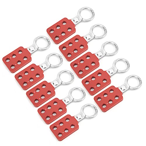 Sonew 10pcs Lockout Tagout Hasp, Safety Aluminium Insulation Padlock Hasp for Multiple Management, Insulated Lock Hasp with 6 Holes Interlock, 1in Inside Jaw Diameter