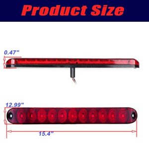 Donepart LED Red Trailer Light Bar, 15 inch Brake Tail Marker Turn Signal Identification Combo Lights, IP67 Waterproof Fit For Utility Trailer Truck Marine (2 Pack)