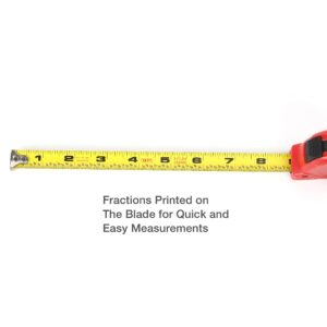 Hyper Tough 12' Tape Measure Nylon-Coated Blade | Belt Clip | Fractional Read