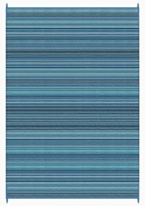 fh home outdoor camping rug - waterproof, fade resistant, reversible - premium recycled plastic - striped - large patio, deck, sunroom, rv - havana - turquoise - 9 x 12 ft foldable