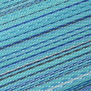 FH Home Outdoor Camping Rug - Waterproof, Fade Resistant, Reversible - Premium Recycled Plastic - Striped - Large Patio, Deck, Sunroom, RV - Havana - Turquoise - 9 x 12 ft Foldable