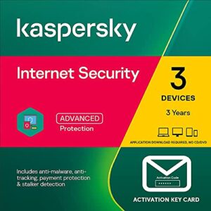 Kaspersky Internet Security 2021 (2022 Ready) | 3 Devices | 3 Years (2+1 Years) | PC/Mac/Android | Activation Key Card by Post with Antivirus Software, 360 Deluxe Firewall, Total Security VPN