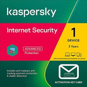 kaspersky internet security 2021 (2022 ready) | 1 device | 3 years (2+1 years) | pc/mac/android | activation key card by post with antivirus software, 360 deluxe firewall, total security vpn
