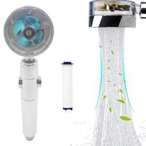 propeller turbo fan 360 spinning high pressure hydro jet shower head - easy install vortex propeller driven spa shower heads with filter (bule)