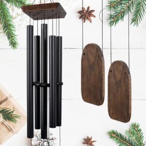 48" large wind chimes for outside deep tone, wood wind chimes outdoor clearance, memorial gifts for mother's day and christmas, outdoor decor for garden, patio, yard(big wind chime, black)