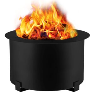 vevor smokeless fire pit, carbon steel stove bonfire, large 21.5 inch diameter wood burning fire pit, outdoor stove bonfire fire pit, portable smokeless fire bowl for picnic camping backyard black