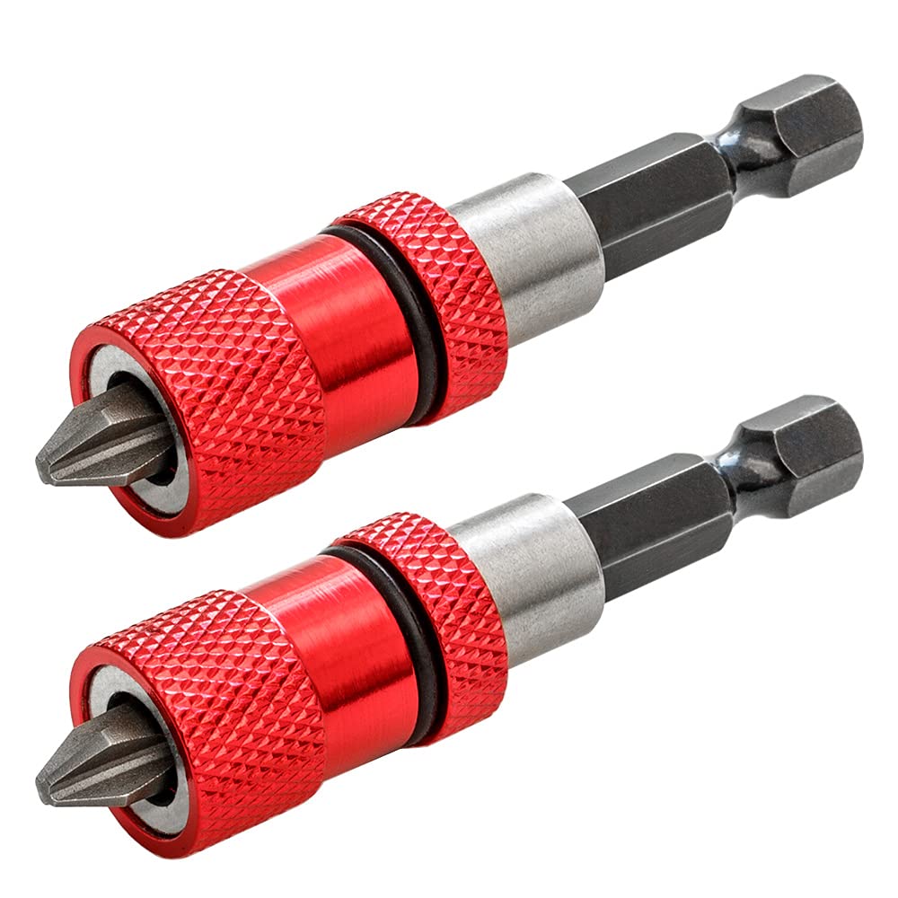 Saipe 2pcs Adjustable Screw Depth Screwdriver Bit Holder Magnetic Steel Screwdriver Drywall Bit 1/4 Inch Hex Shank with S2 Phillips 2 Screw Driver Bits