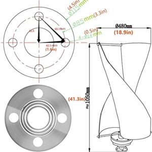 Vertical Wind Turbine Generator 12V 400W Portable Wind Power Turbine Maglev Generator 2 Ring Blades with Charge Controller