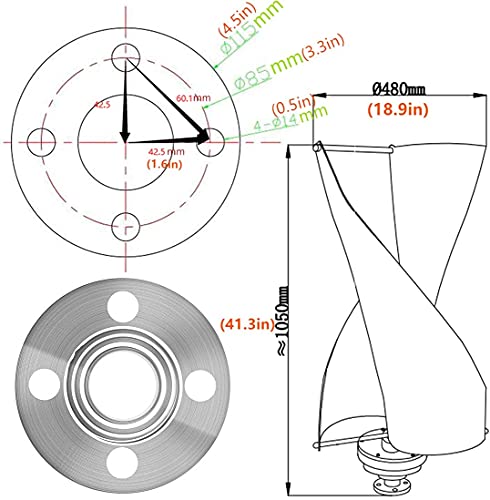 Vertical Wind Turbine Generator 12V 400W Portable Wind Power Turbine Maglev Generator 2 Ring Blades with Charge Controller