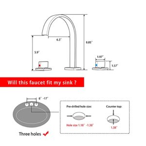 SaniteModar Bathroom Sink Faucet 3 Hole, 8 inch Brass Chrome Bathroom Faucet 2 Handles,Widespread Modern Bathroom Faucet…