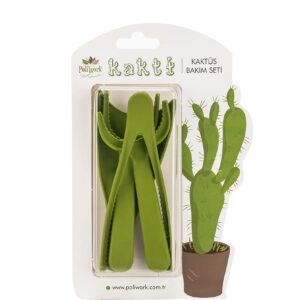 Mini Garden Hand Transplanting Set of 4 pc Succulent Cacti Cactus Tools Miniature Planting, Set for Fairy Garden, Potting, Houseplant, Bonsai Tools, Bonsai Kit, Shovel, Thong (Yellow)