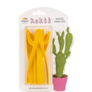 Mini Garden Hand Transplanting Set of 4 pc Succulent Cacti Cactus Tools Miniature Planting, Set for Fairy Garden, Potting, Houseplant, Bonsai Tools, Bonsai Kit, Shovel, Thong (Yellow)