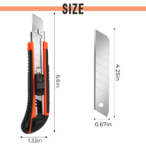 TIFICAL 3-Pack Box Cutter Utility Knife, Box Cutter Retractable Ultra Sharp Blade and Anti-Slip Rubber Handle, Box Cutter Knife Exacto Knife for Cutting Leather, Rubber, Cartons, Box Cutters