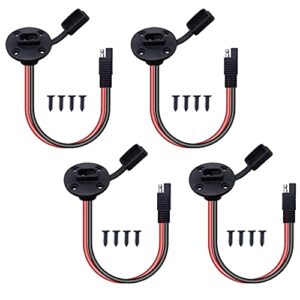 weideer 4pcs sae power socket sidewall port sae connector weatherproof quick connect solar panel mount 12awg cable ends with male for solar generator battery charger with 16 screws k-v012-30