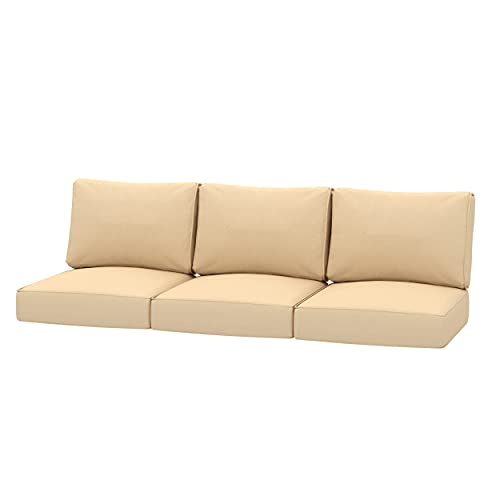 Creative Living 24x24 Outdoor Deep Seating Patio Replacement Cushions, 3 Count (Pack of 1), Beige