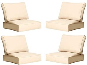 creative living polyester 4pc chat 24x24 outdoor deep seating patio replacement cushions, 4 count (pack of 1), beige