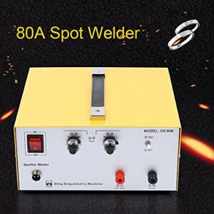 Jewelry Welding Machine Electric Pulse Sparking Spot Welder Jewelry Tool 80A,Suitable for Fast Welding of Platinum, Gold, Silver and Steel