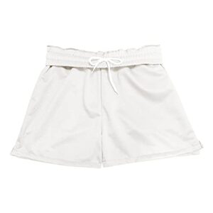 women's drawstring shorts elastic waist comfy lounge short solid color pocket running workout summer casual shorts (white,xx-large)