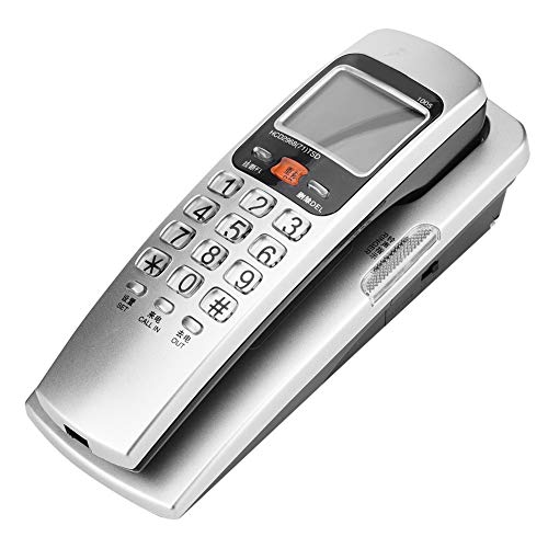 Wisoqu Corded Phone, FSK/DTMF Caller ID Telephone Wall-Mounted Fixed Corded Phone Desk Put Landline Fashion Extension Telephone for Home (Silver)