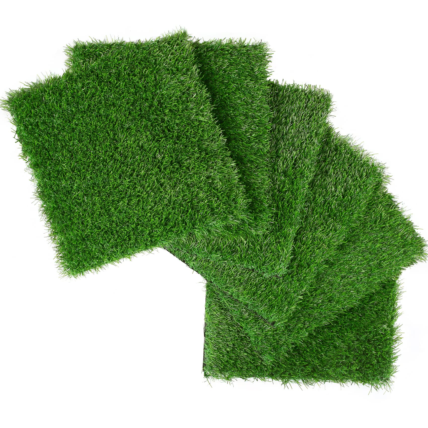 XLX TURF 6 Pack Artificial Grass Square Mats, 12"x12" Green Fake Grass Turf Tiles Table Decor Placemats Party, Patio, DIY Crafts