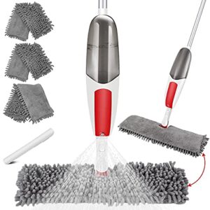 spray mop double-sided for floor cleaning,wet and dry mop with 3 microfiber mop pads and 550ml refillable bottle, suitable for tile laminate hardwood floor cleaning-send 1 scraper