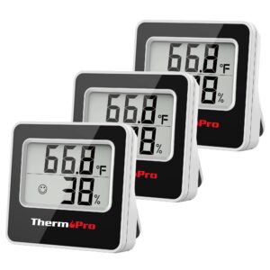 thermopro tp157 3 pack hygrometer indoor thermometer for home, room thermometer humidity meter with accurate temperature humidity sensor for greenhouse baby room office