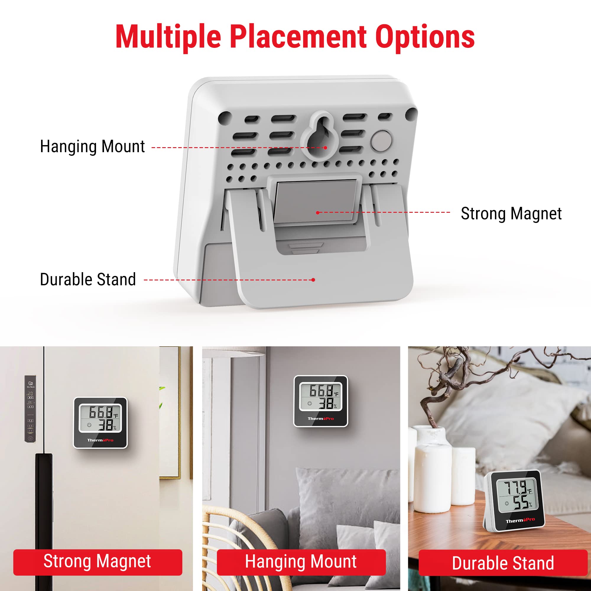 ThermoPro TP157 3 Pack Hygrometer Indoor Thermometer for Home, Room Thermometer Humidity Meter with Accurate Temperature Humidity Sensor for Greenhouse Baby Room Office