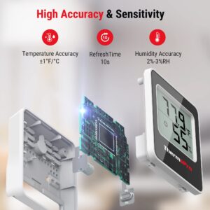 ThermoPro TP157 3 Pack Hygrometer Indoor Thermometer for Home, Room Thermometer Humidity Meter with Accurate Temperature Humidity Sensor for Greenhouse Baby Room Office